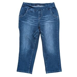Jag Jeans Plus 16w 16 1X Pull On Classic Fit Stretch Ankle Blue Denim Capri Pant